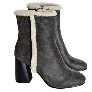 Joie Lorring Shearling Ankle Bootie Women's Size 10 EU 40 Glam Night Out Party